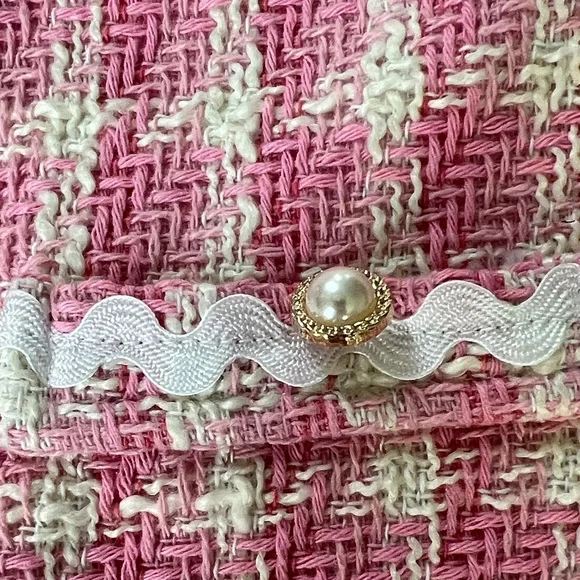 Badgley Mischka Pink and Cream Textured Girl’s Dress w/ Matching Purse Size 8 - Picture 7 of 14